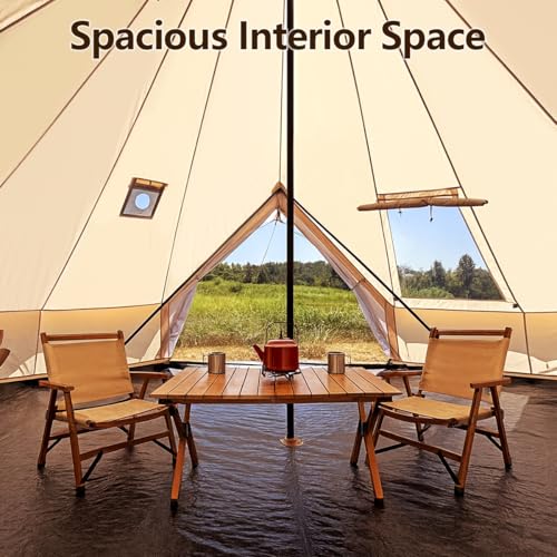 Bell Yurt Tent, Waterproof Luxury 4 Season Hot Tent with Stove Jack/Air Conditioner Vents/2 Skylight for Family Outdoor Ca...