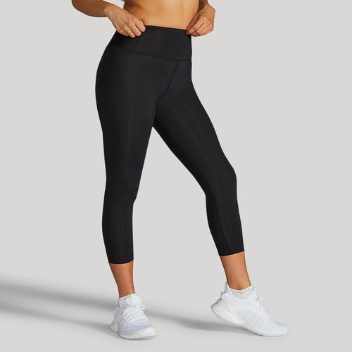 Tommie Copper Lower Back Support Compression Capri Leggings for Women, Flattering Fit, Sweat Wicking, Breathable, Black, Small