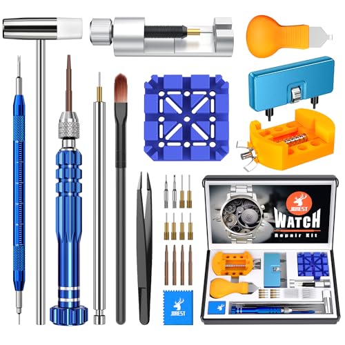 JOREST Watch Repair Kit for Battery Replacement & Link Removal, Resizing &Opener, Watch Repair and Cleaning Screwdriver Se...