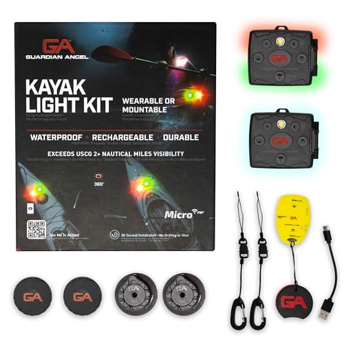 Guardian Angel Kayak Light Kit – Rechargeable, Mountable Safety Lights with Magnetic Mounts & Wireless Remote - Long-Lasti...
