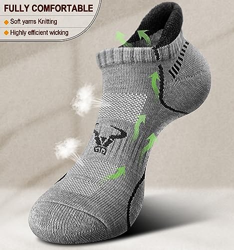 Men Running Socks 6Pairs-Ankle Athletic Socks Wicking Cushioned for Men Walking-Arch Compression Support