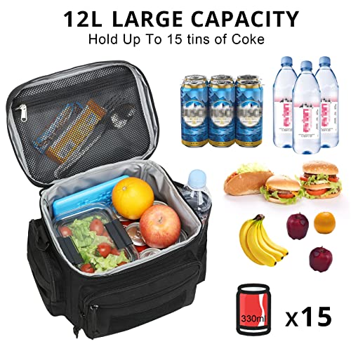 Lunch Box for Men, Tactical Lunch Bag MOLLE Webbing Leakproof Insulated Large Lunch Cooler Women Adult Meal with Adjustabl...