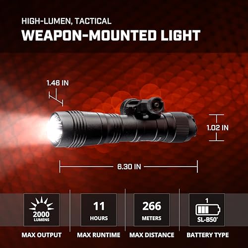 Streamlight 89009 ProTac 2.0 2000-Lumen Rail Mount High Lumen Tactical Rechargeable Long Weapon-Mounted Flashlight with St...