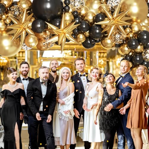 KARLURE Black and Gold Balloon Arch Kit, Black and Gold Party Decorations for Birthday 2026 Graduation Retirement Masquera...