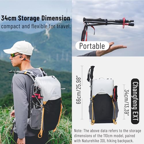 Naturehike Changfeng EXT Trekking Pole, 1pc Ultralight Carbon Hiking Pole for Women, Men, Adjustable Collapsible Walking S...