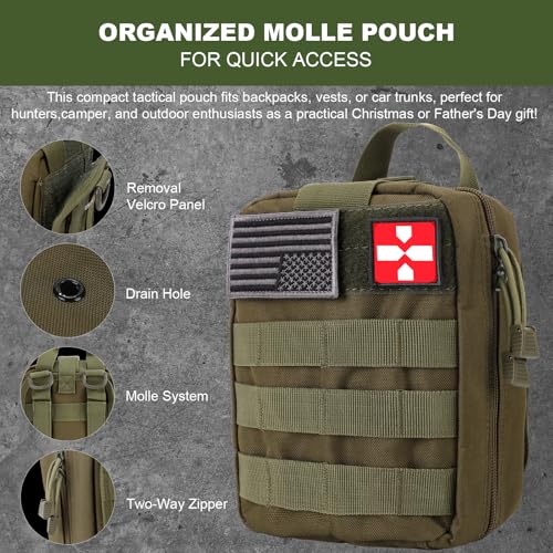 Gifts for Men Christmas Dad, Survival Kit, 150 PCS Survival Gear and Supplies Equipment with Trauma Bag, Molle Pouch Emerg...