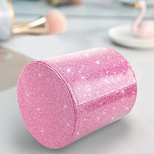 WAVEYU Glitter Pen Holder for Desk, Cute Pencil Cup Pink for Women Girls, Luxury Makeup Brush Holder Large Pu Leather Mult...