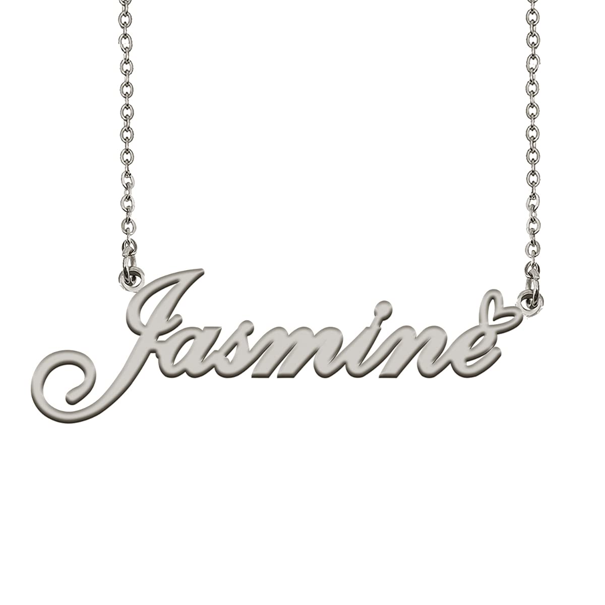 HUAN XUN Initial Name Necklaces Silver for Women Jasmine Necklace Heart Pendant Jewelry for Christmas