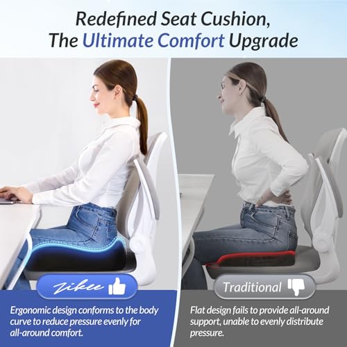 ZIKEE Pioneering Seat Cushion for Pressure Relief, Ergonomic Office Chair Cushion for Sciatica, Back, Hemorrhoids & Tailbo...