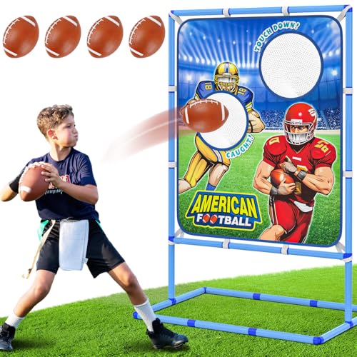 Polkoliye Football Toss Game with 4 Inflatable Balls, Indoor/Outdoor Football Throwing Target Toy for Kids Ages 4-7 8-12- ...