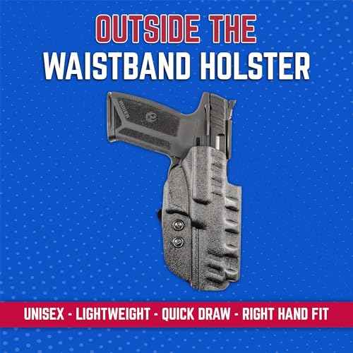 DeSantis Cazzuto OWB Holster - Holster OWB, Compact Holster, Lightweight Adjustable Holster, Compatible with Ruger-5.7 with or without Red Dot Sight - Right Hand Draw, Black
