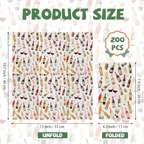200 Pcs 13x15 Inch Large Wine Cocktail Party Napkins, 2-Ply Soft Absorbent Disposable Dinner Napkins for Wedding Bridal Sh...