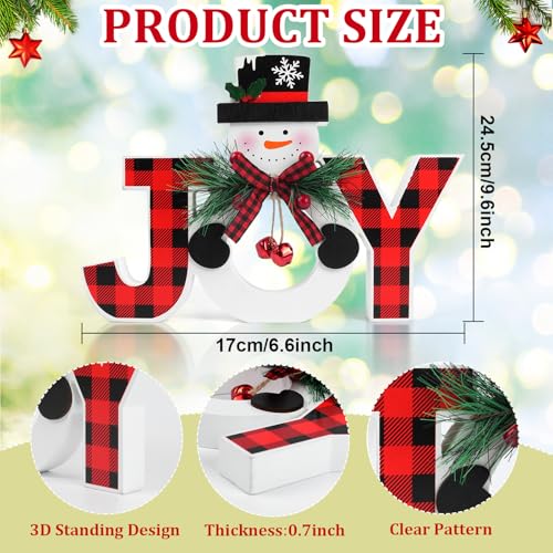 Christmas Table Decorations Wooden Joy Table Centerpieces Snowman Table Sign Standing Tabletop Merry Christmas Decoration ...