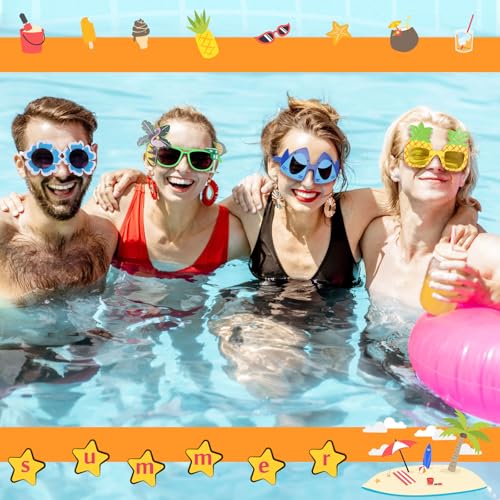 24 Pcs Luau Sunglasses - Funny Hawaiian Glasses for Tropical Beach Themed Party Supplies - Plastic Eyeglasses for Photo Bo...