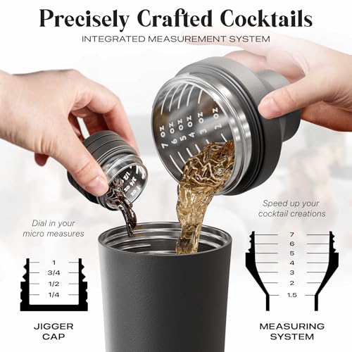 Insulated Cocktail Shaker Set | Double Wall Stainless Steel | Martini Shaker for Home Bar Bartending | Built-in Drink Meas...