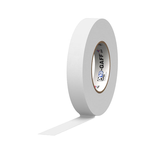 1" Width ProTapes Pro Gaff Premium Matte Cloth Gaffer's Tape With Rubber Adhesive, 11 mils Thick, 55 yds Length, White (Pack of 1)