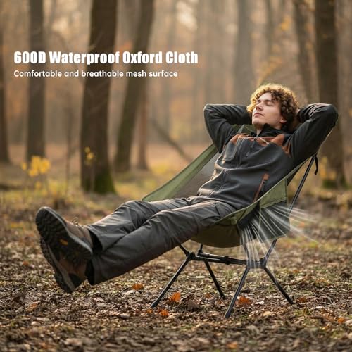 SUNNYFEEL High Back Camping Chair, 15 Second Setup Frame, 330lb Capacity, Portable Backpacking Chair, Lightweight & Compac...