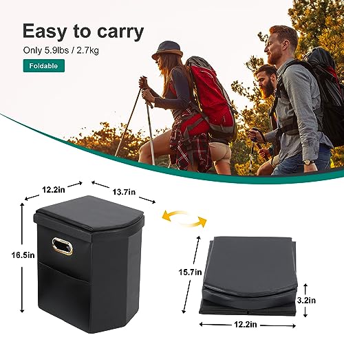 Ann Katy Upgrade XL Portable Toilet for Adults, Extra Large Portable Travel Floding Toilet, Camping Tall Toilets with Lid ...