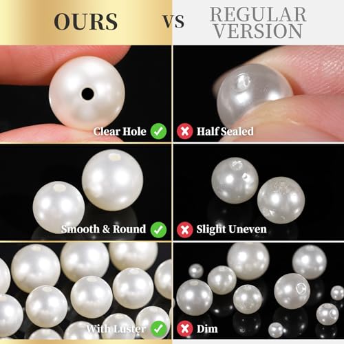 LEOBRO Pearl Beads for Bracelets, 720PCS Bracelet Making Kit for Adult, Bracelet Bead Kits, Small Pearl Beads and Gold Bea...