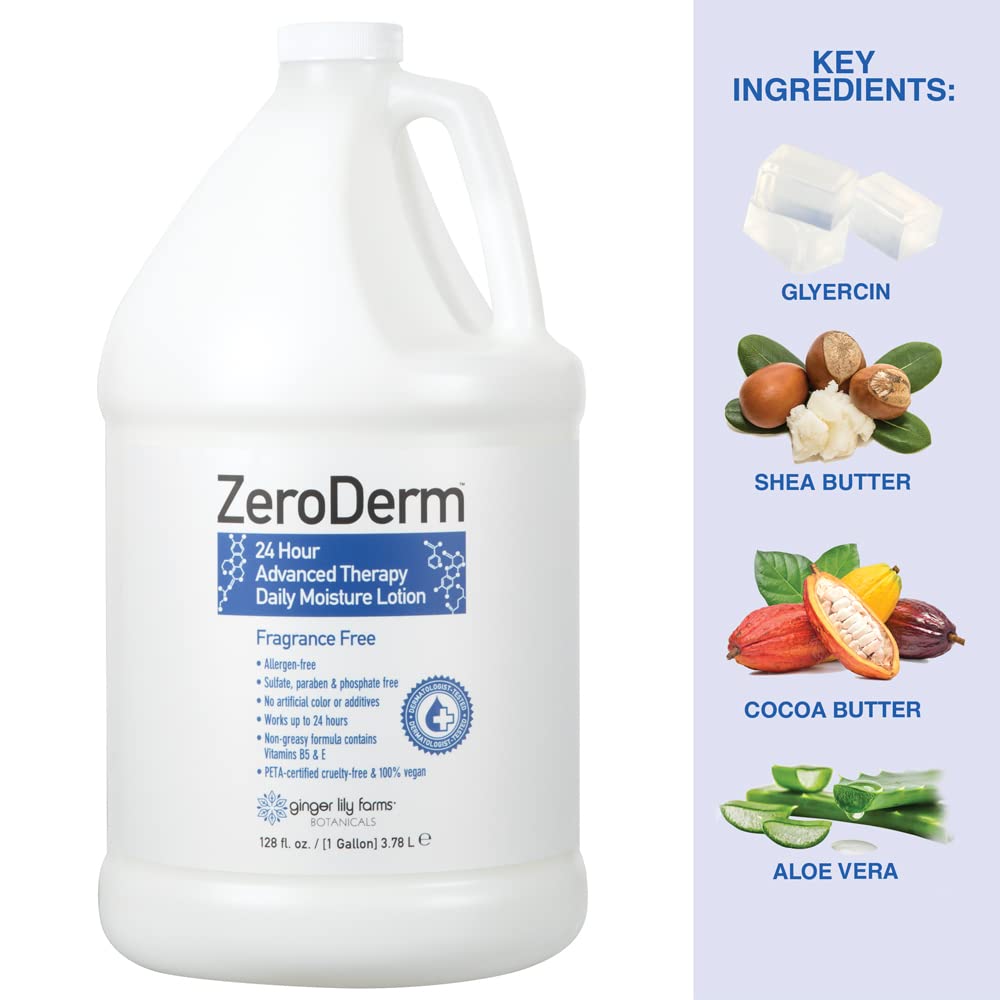 Ginger Lily Farms Botanicals ZeroDerm 24 Hour Advanced Therapy Daily Moisture Lotion, Allergen-Free, 100% Vegan & Cruelty-Free,