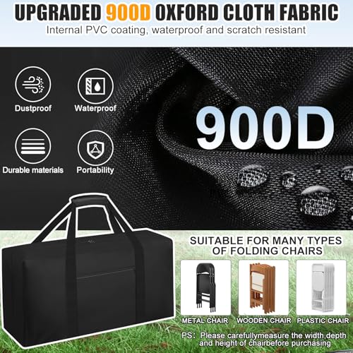 CSOKRE Heavy Duty Folding Chair Storage Bag, [Thick Fabric+Front Pocket] 40.5" x 12.2" x 20",For Metal/Plastic/Wooden Chai...
