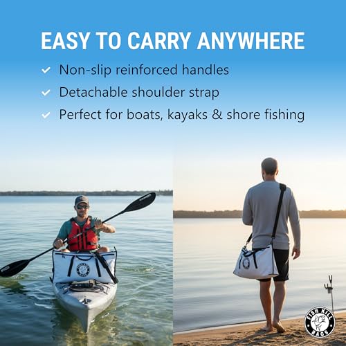 Fish Kill Bags Flat PVC Tarpaulin Insulated Fish Cooler Kill Bag for Fishing with Easy Grip and Carry Handles, 3 Sizes