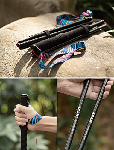AONIJIE Trekking Poles -2 Ultralight Collapsible Carbon Fiber Hiking Poles with Anti-Shock and Quick Lock System, Folding ...