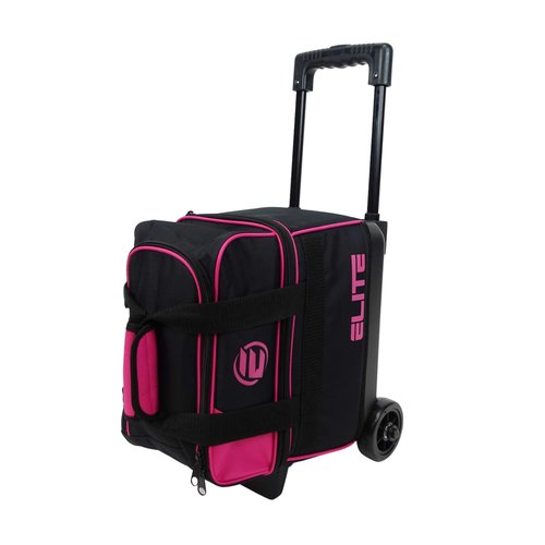 ELITE Basic Single 1 Ball Roller Bowling Bag with Rolling Wheels Holds Bowling Shoes up to US Size 10.5 Mens (Pink)