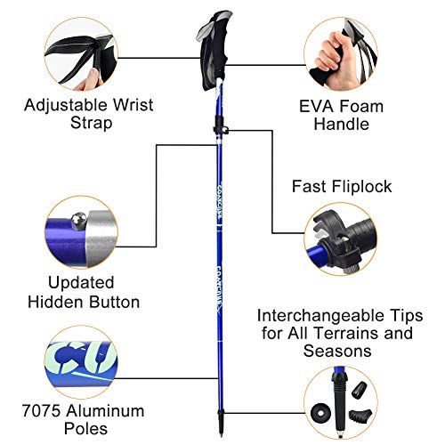Covacure Trekking Poles Collapsible Hiking Poles - Aluminum Alloy 7075 Trekking Sticks with Quick Lock System, Telescopic,...