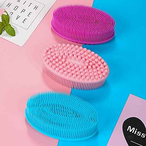 TDHDIKE Silicone Body Scrubber Loofah - Set of 3 Soft Exfoliating Body Bath Shower Scrubber Loofah Brush for Sensitive Kids Women Men All Kinds of Skin