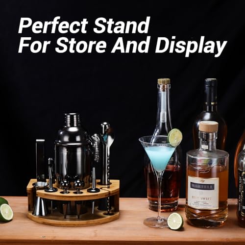Cocktail Shaker Set Bartender Kit with Stand, 12 Piece Bar Set Drink Mixer Set with Stainless Steel Bar Accessories Tools:...