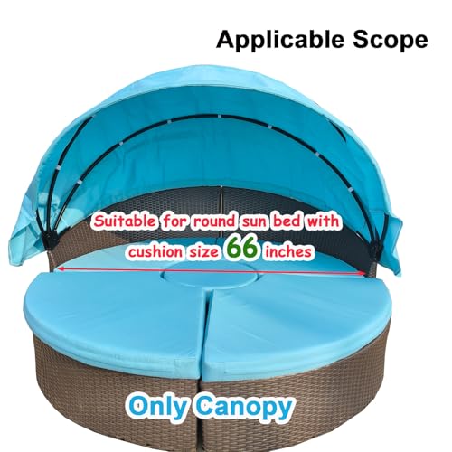 WQZWDFC Patio Daybed Canopy Replacement Top, Retractable Top Cover for 66in Outdoor Rattan Wicker Sectional Porch Sunbed (...