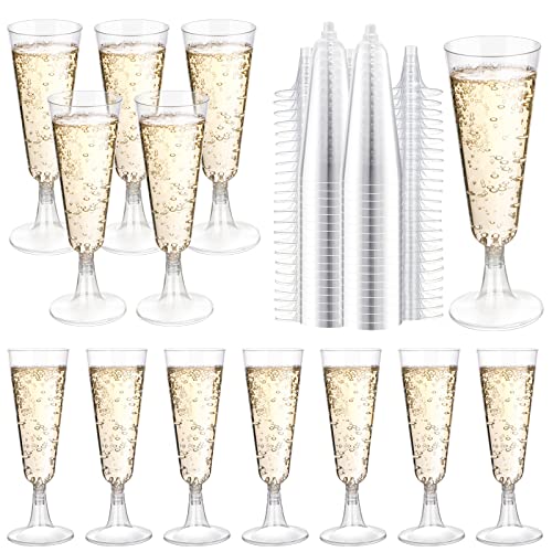SUREHOME Plastic Champagne Flutes 200 Pack Champagne Glasses Disposable Mimosa Glasses 5 Oz Crystal Clear Plastic Flutes f...