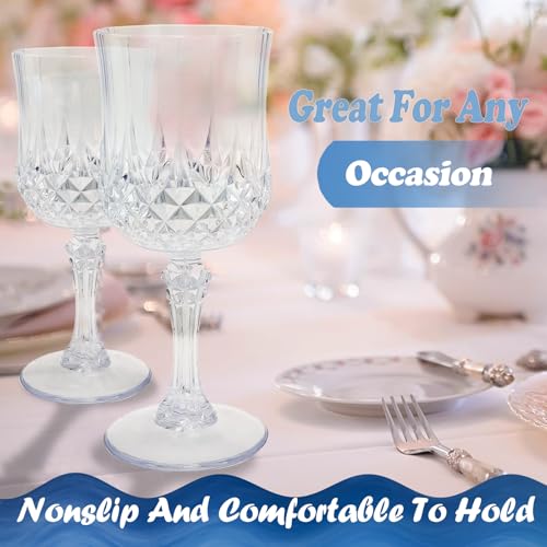Veiuwa 12 PCS Plastic Wine Glasses Clear,Reusable Plastic Wine Glasses,White Goblet Glass,Durable and Sturdy Cups Can Be U...