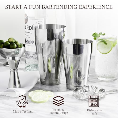 KITESSENSU Boston Cocktail Shaker Set, 8-Piece Professional Bartender Kit with Stainless Steel Martini Drink Mixer, Hawtho...