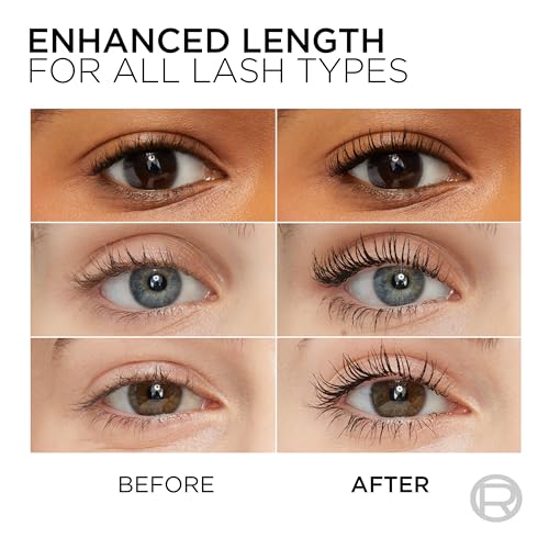 L’Oreal Paris Makeup Original Telescopic Mascara, Separating Mascara Volume and Length Formula, Washable, Blackest Black, ...
