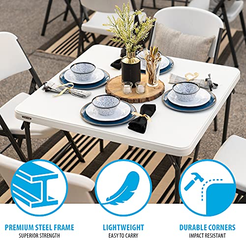LIFETIME 80783 37-Inch Commercial Grade Square Folding Card Table, White Granite