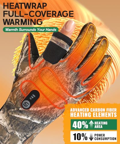 JS LifeStyle Heated Gloves for Men Women Hunting Work Rechargeable 3000mAh Battery with Light-off Fingerless Design Winter