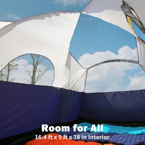EchoSmile 10/12 Person Camping Tent Waterproof Windproof Tent with Rainfly Easy Set up for Outdoor Family Camping, Party