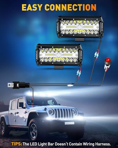 NAOEVO 7 Inch LED Light Bar, 240W 24,000LM LED Pods/Off Road/Fog/Driving Lights with Spot Flood Combo for Truck Boat UTV A...