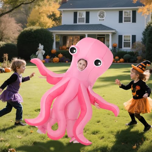 Inflatable Octopus Costume for Kids Halloween Blow Up Costumes for Boys Girls Cosplay Party