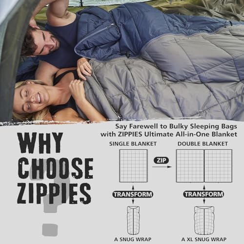 ZIPPIES 3M Thinsulate Insulation Puffy Camping Blanket for Cold Weather, Queen Size Warm Camping Quilt with Zipper, Waterp...