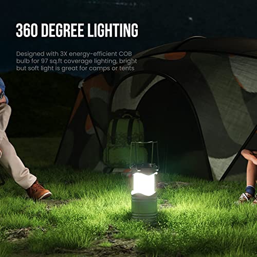 Lichamp LED Camping Lantern, 4 Pack Battery Powered Flashlight for Power Outages, Portable Collapsible Hanging Light Essen...