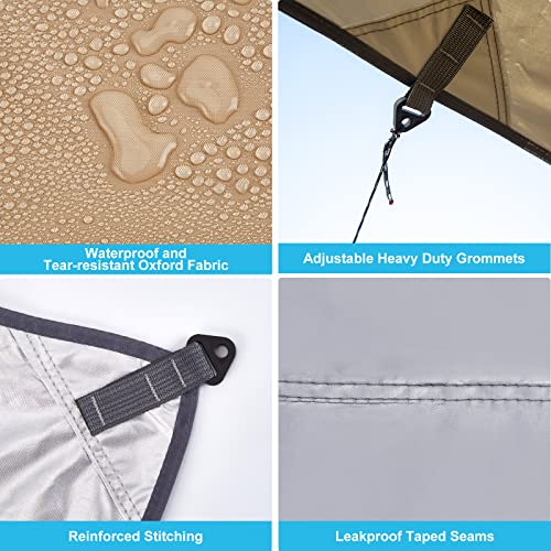 Hammock Rain Fly, 12x10FT Camping Tarp with Poles, Waterproof and Ultralight Survival Tent Tarp for Outdoors, Camping, Hik...
