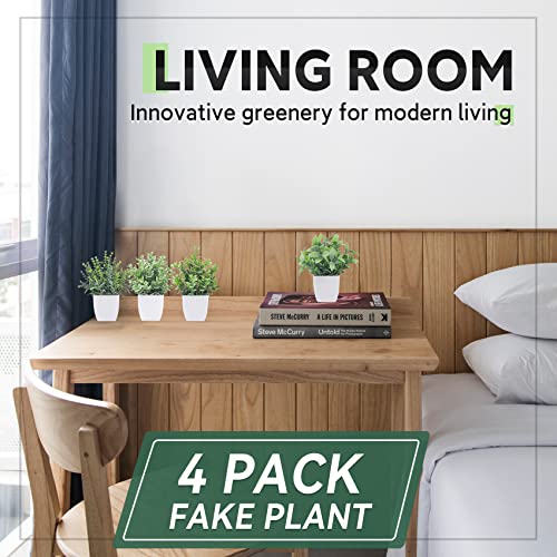 Der Rose 4 Pack Fake Plants Mini Artificial Greenery Potted Plants for Home Decor Indoor Office Table Room Farmhouse Bathr...