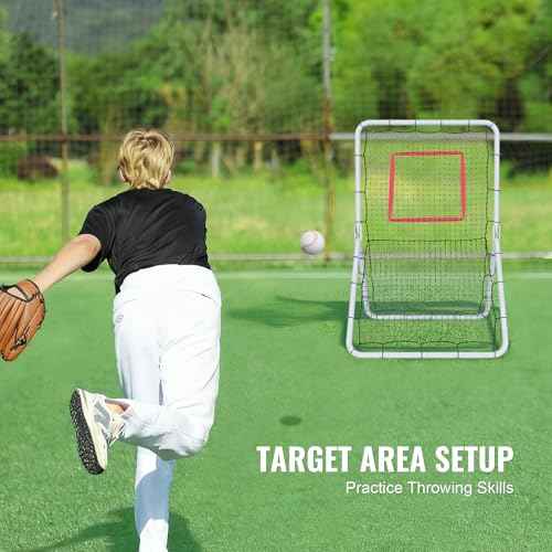 VEVOR Baseball and Softball Rebounder Net, PitchBack Baseball Pitching Nest, 3-Way Baseball, Softball Pitchback Net, Fielding Trainer, Bounce Back Net for Fielding/Throwing Practice