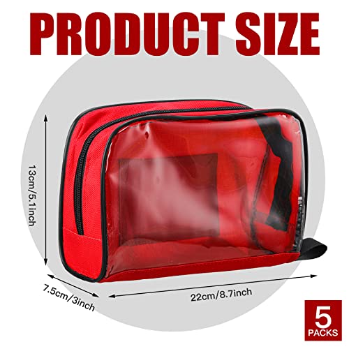 Sosation 5 Pcs 5 Colors First Aid Kit Bag Empty Medical Kit Accessory Pouches Zippered Portable Travel Medicine Bag with T...