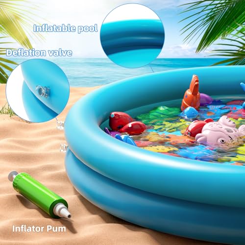 NIPLOOOW Pool Fishing Toys Games, Water Table Bathtub Toy with Inflatable Pool Pole Rod Net Plastic Floating Fish, Birthda...