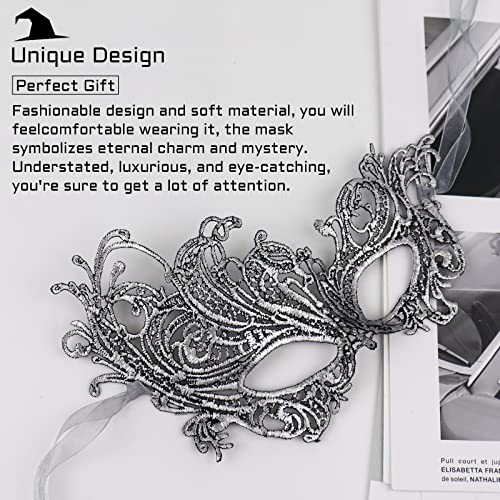 FunMular Masquerade Mask for Women Lace Masks Venetian Masquerade Party Costume Party Halloween Carnival Fit for Adults, Soft