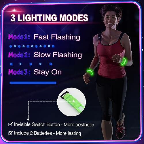 GIFTINBOX 12/6 PCS LED Light Up Bracelets for Kids Adults, LED Glow Flashing Arm Wrist Bands, Glow in The Dark Party Suppl...